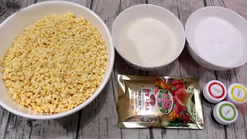 Nguyên liệu làm món bánh đậu xanh trái cây Nguyên liệu làm món bánh đậu xanh trái cây