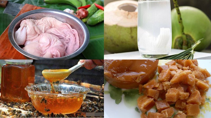 Một số nguyên liệu làm bao tử khìa nước dừa Một số nguyên liệu làm bao tử khìa nước dừa