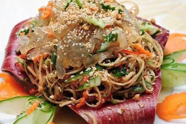 cách làm nộm hoa chuối với sứa