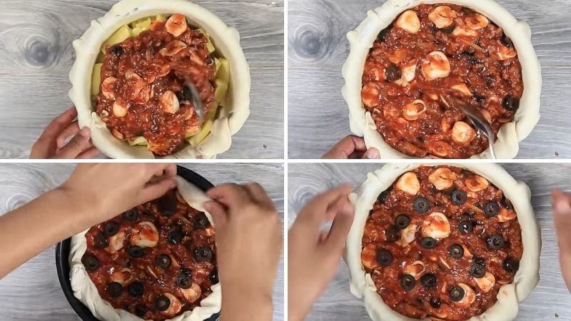 Nướng bánh pizza phủ phô mai Nướng bánh pizza phủ phô mai