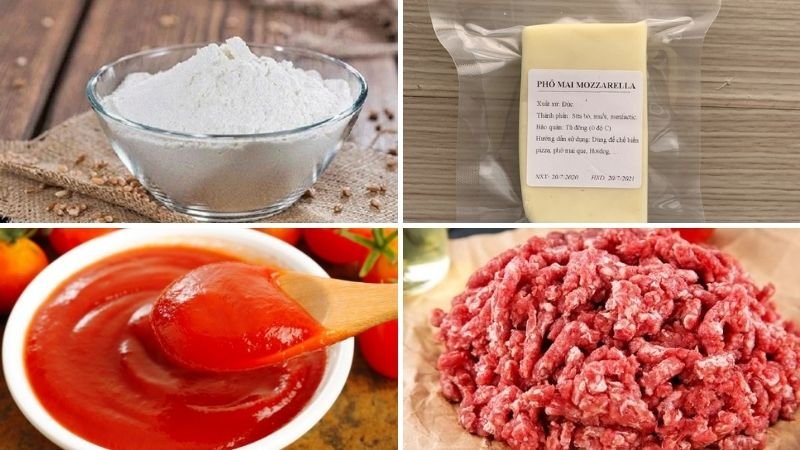 Nguyên liệu làm pizza nhân nhồi phô mai kiểu Chicago Nguyên liệu làm pizza nhân nhồi phô mai kiểu Chicago