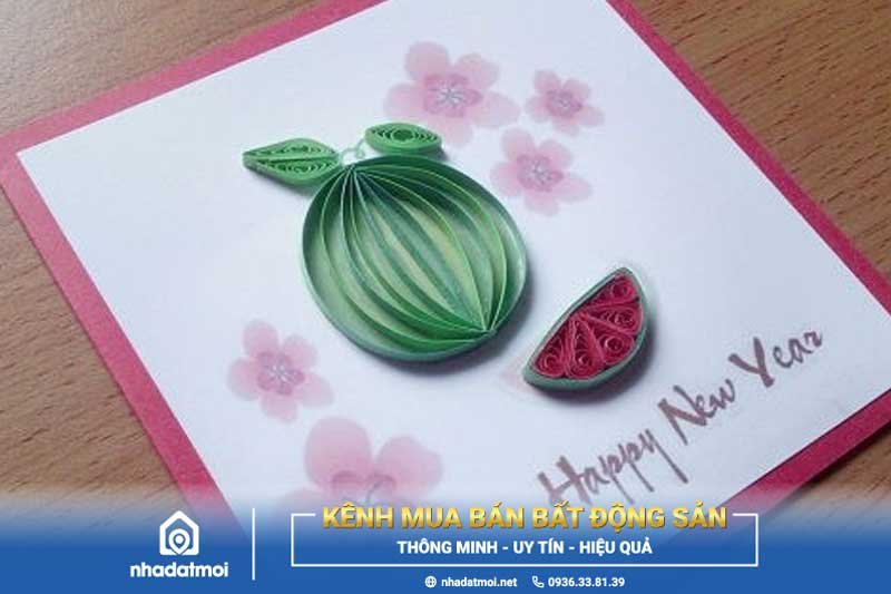 Mẫu thiệp trái dưa hấu ngộ nghĩnh