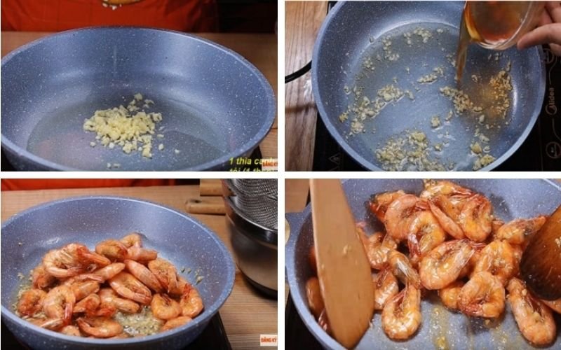 Tiến hành rim tôm