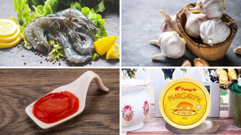 Nguyên liệu làm món tôm sốt bơ tỏi
