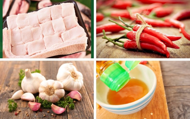 Nguyên liệu làm tóp mỡ cháy tỏi nước mắm ớt Nguyên liệu làm tóp mỡ cháy tỏi nước mắm ớt