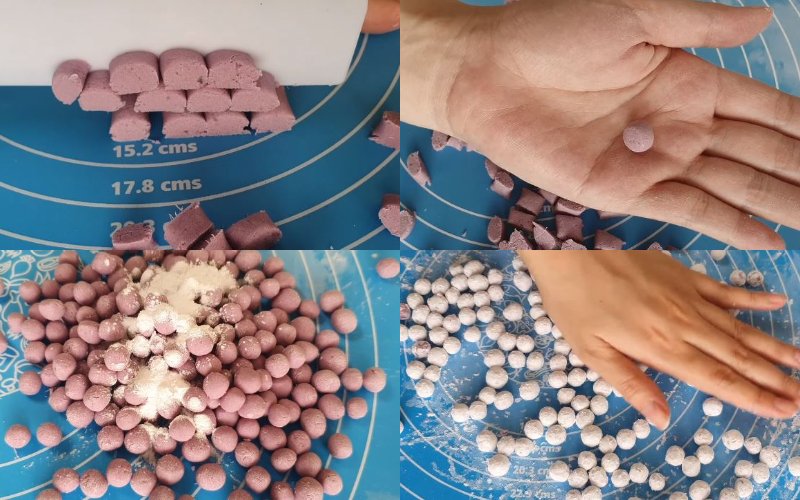 Nặn viên trân châu khoai lang tím