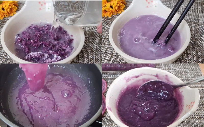Làm sốt khoai lang tím