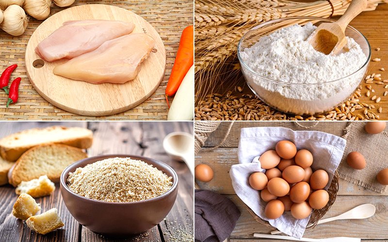 Nguyên liệu làm ức gà chiên Nguyên liệu làm ức gà chiên
