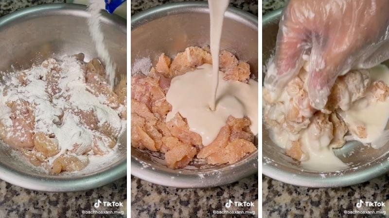 Tẩm bột cho ức gà Tẩm bột cho ức gà