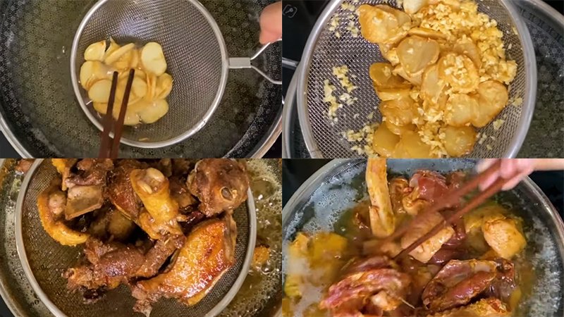 Chiên tỏi và vịt