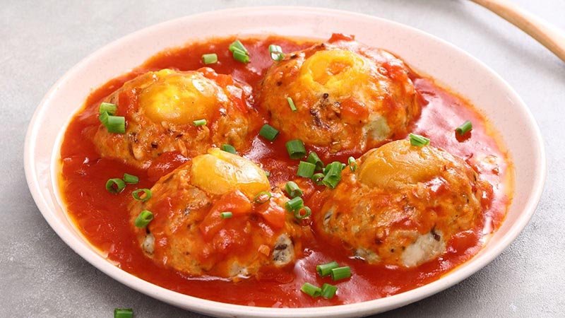 Món xíu mại trứng muối sốt cà