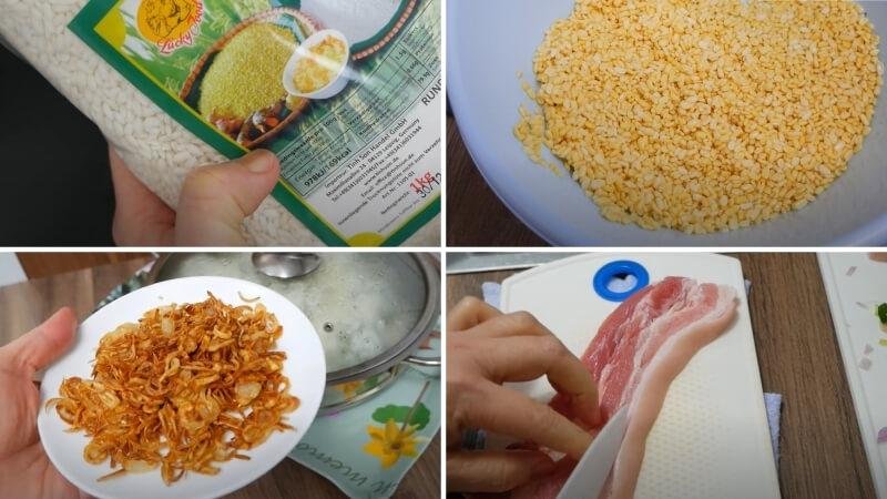 Nguyên liệu làm xôi khúc đậu xanh Nguyên liệu làm xôi khúc đậu xanh