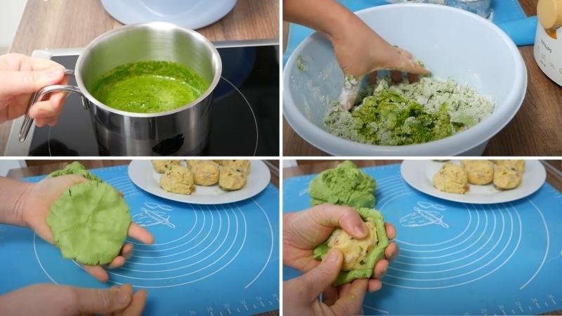 Trộn bột và vo viên Trộn bột và vo viên
