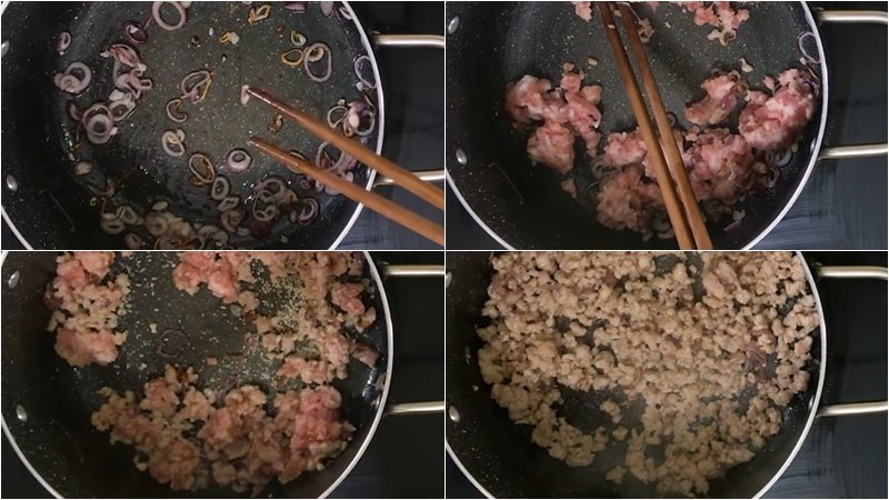 Xào thịt bằm Xào thịt bằm