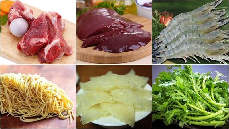Nguyên liệu làm món mì vằn thắn