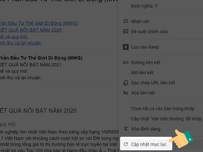 Cập nhật mục lục Cập nhật mục lục