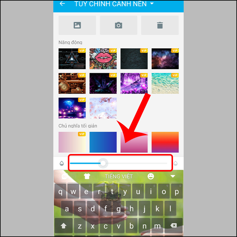Cách chèn hình ảnh vào bàn phím android Tùy chỉnh độ mờ của bàn phím.