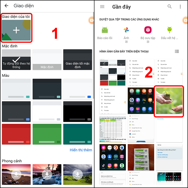 Cách chèn hình ảnh vào bàn phím android Vào Giao diện của tôi và chọn Hình ảnh mong muốn