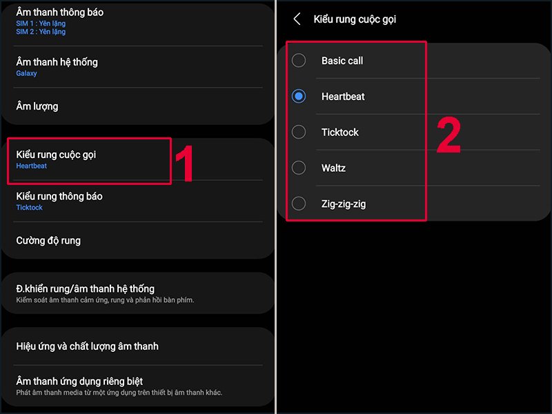 Bạn có thể tùy chỉnh kiểu rung yêu thích khi nghe, nhận cuộc gọi