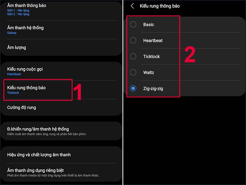 Bạn cũng có thể tùy chọn kiểu rung khi nhận các thông báo điện thoại