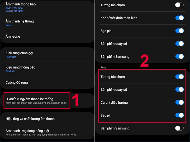 Có rất nhiều tùy chọn rung cho các chức năng trong điện thoại của bạn