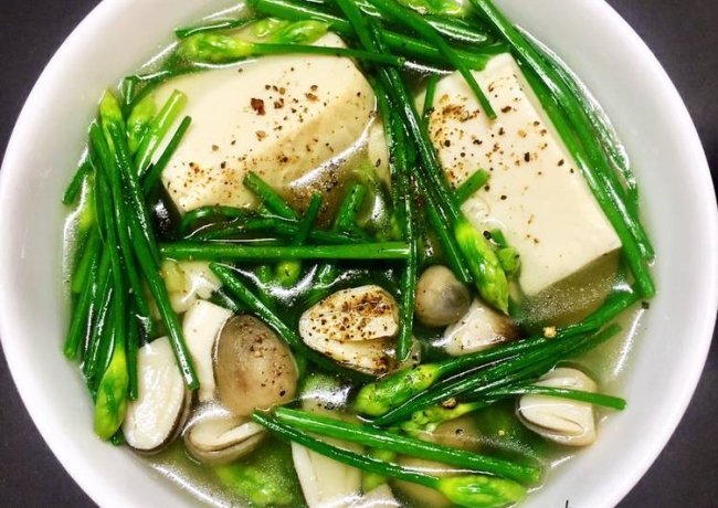 Canh hẹ đậu hũ non