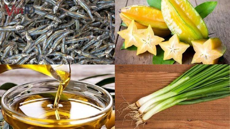 Nguyên liệu chính làm món cá cơm khô xào dứa