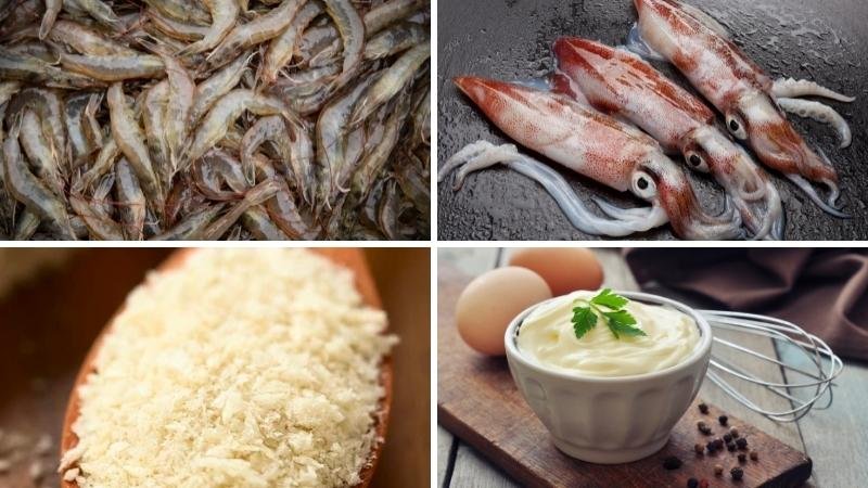 Nguyên liệu làm chả giò hải sản chiên xù xốt mayonnaise