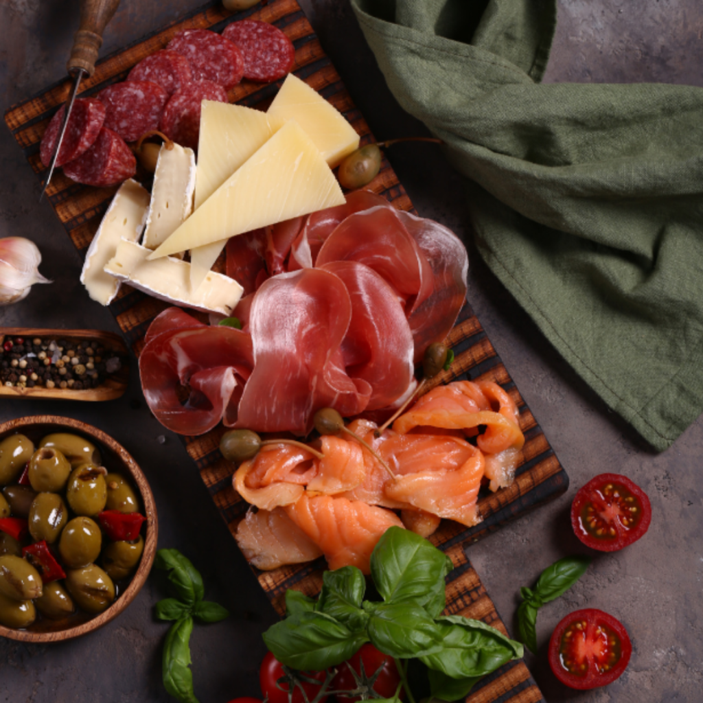 charcuterie board smoked salamon