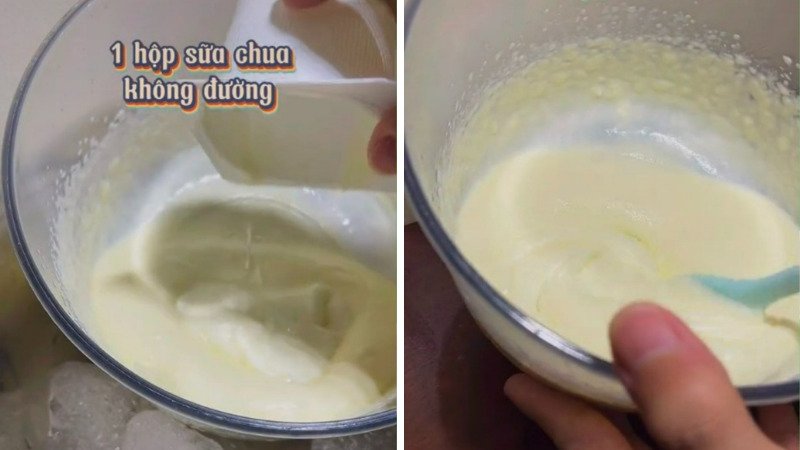 Cho sữa chua vào và đảo đều