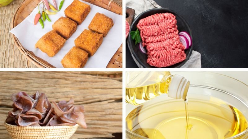 Nguyên liệu làm đậu hũ nhồi thịt Nguyên liệu làm đậu hũ nhồi thịt