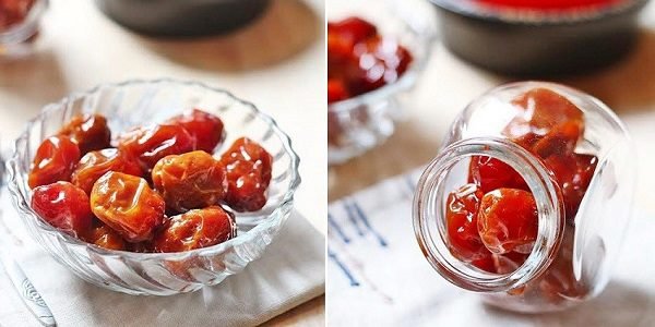 cho mứt vào lọ thủy tinh