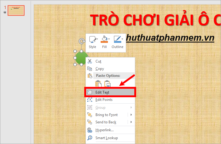 Chọn chuột phải vào hình và chọn Edit Text sau đó nhập nội dung Chọn chuột phải vào hình và chọn Edit Text sau đó nhập nội dung