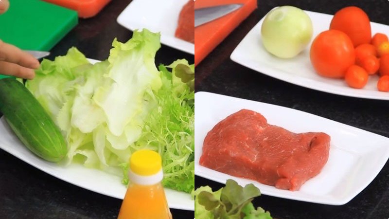 Nguyên liệu làm xà lách trộn thịt bò