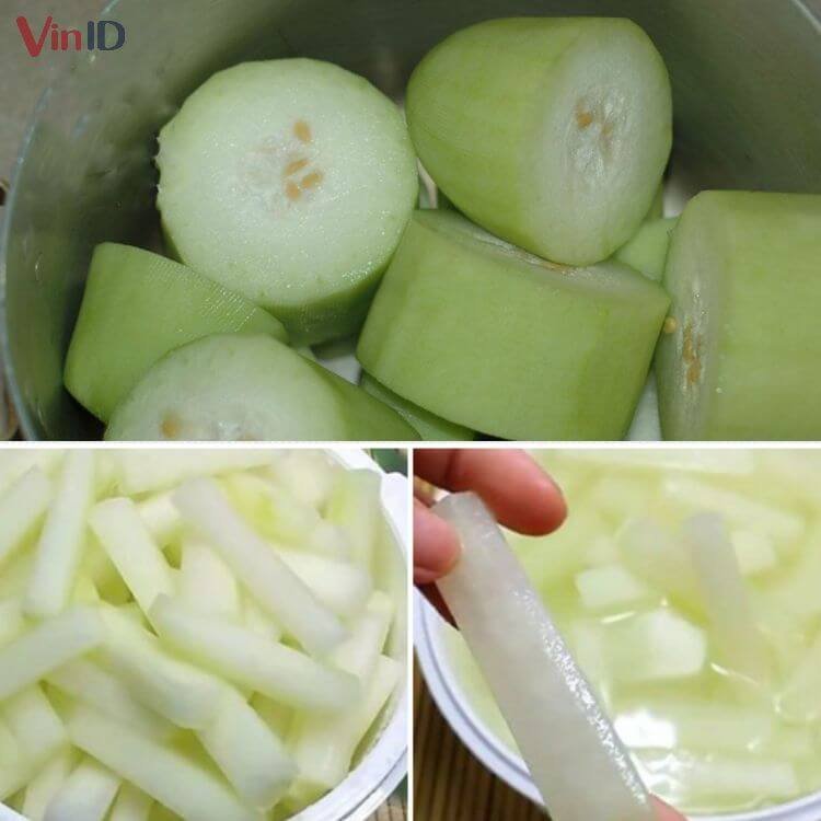 Cắt khúc và ngâm bí đao Cắt khúc và ngâm bí đao