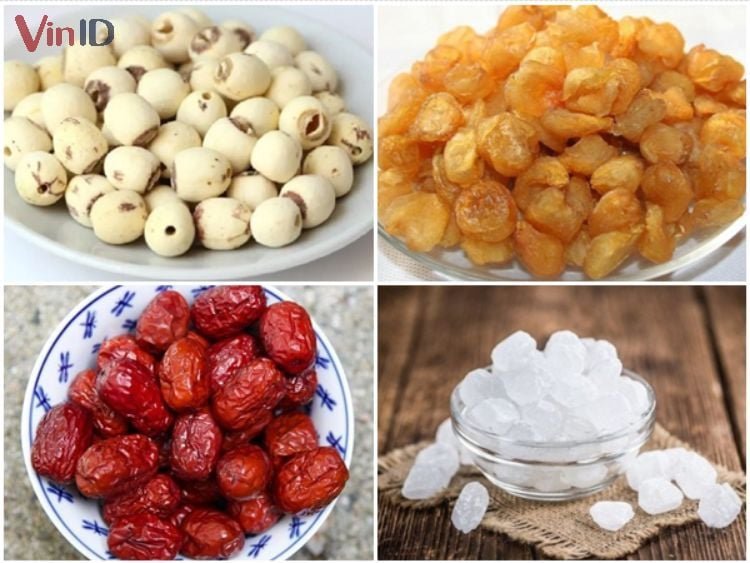 Nguyên liệu chính chế biến chè hạt sen nhãn nhục táo đỏ