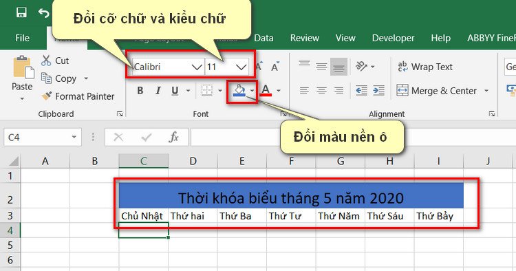 đổi màu cỡ chữ cho tiêu đề tkb