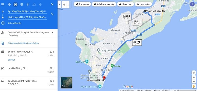 Trung tâm Vũng Tàu đến khách sạn Mỹ Lệ 