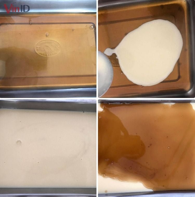 Đổ khuôn rau câu và bánh flan phô mai Đổ khuôn rau câu và bánh flan phô mai