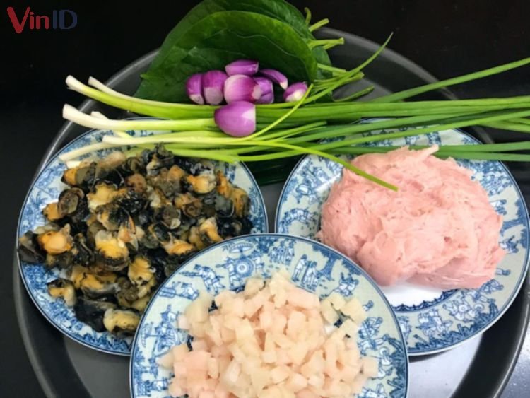 Nguyên liệu chế biến chả ốc hấp giấy bạc