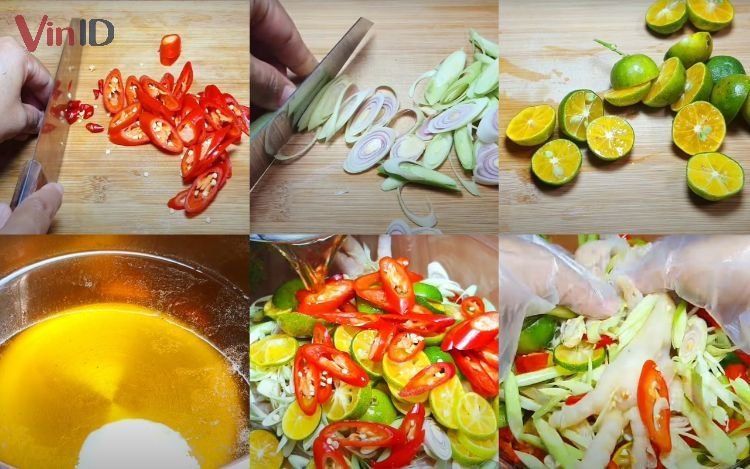 Cách làm chân gà rút xương ngâm sả ớt tắc.
