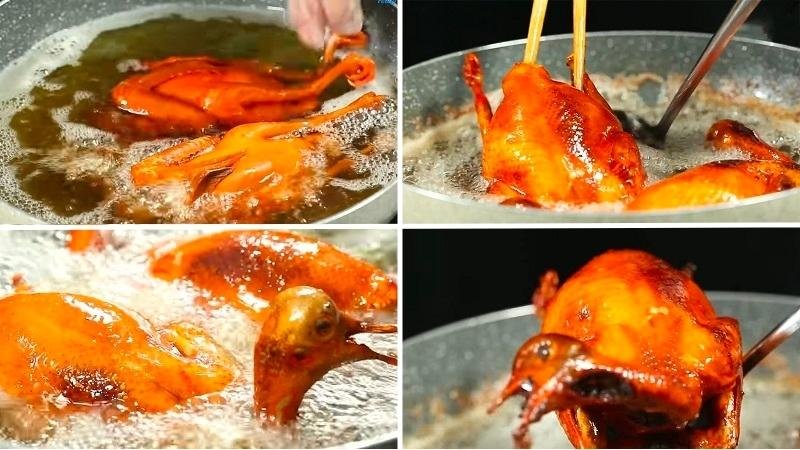 Chiên chim cút đến khi vàng đều 2 mặt