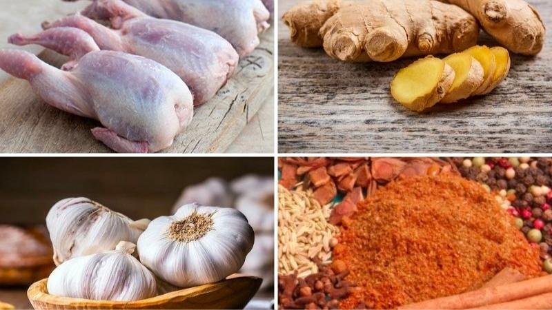 Nguyên liệu chính làm món chim cút roti ngũ vị hương