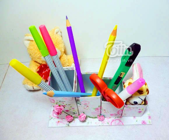 Hộp đựng bút xinh tái chế từ vỏ hộp sữa - Hình 13