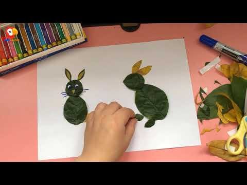 Hướng dẫn làm bức tranh Con Thỏ bằng lá cây | Thủ công | 10 phút học bài
