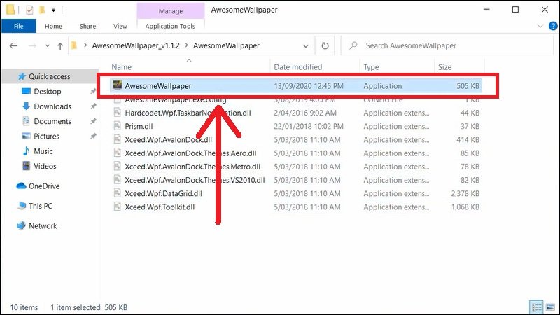 Chọn file AwesomeWallapers.exe để mở ứng dụng