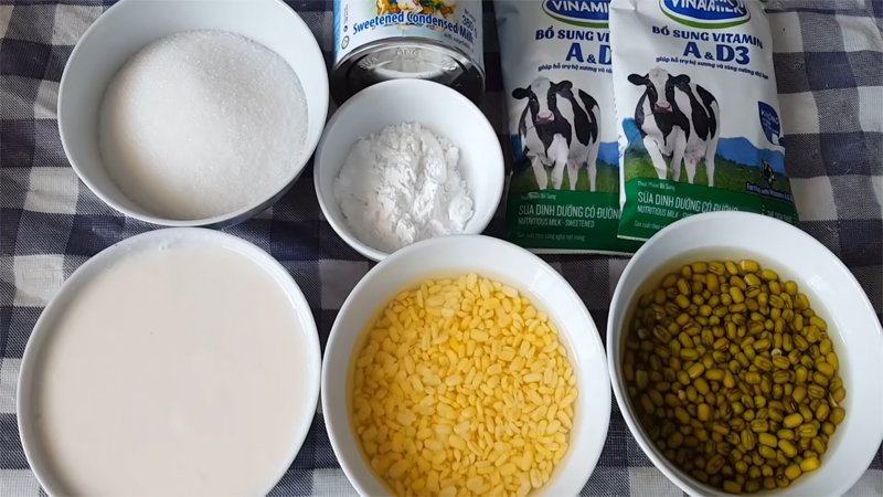 Nguyên liệu làm kem túi đậu xanh Nguyên liệu làm kem túi đậu xanh