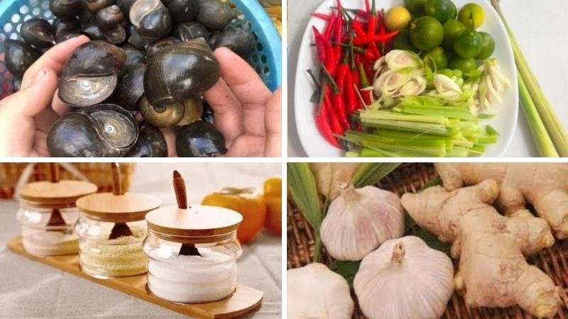 Nguyên liệu làm ốc bươu xào sả ớt Nguyên liệu làm ốc bươu xào sả ớt