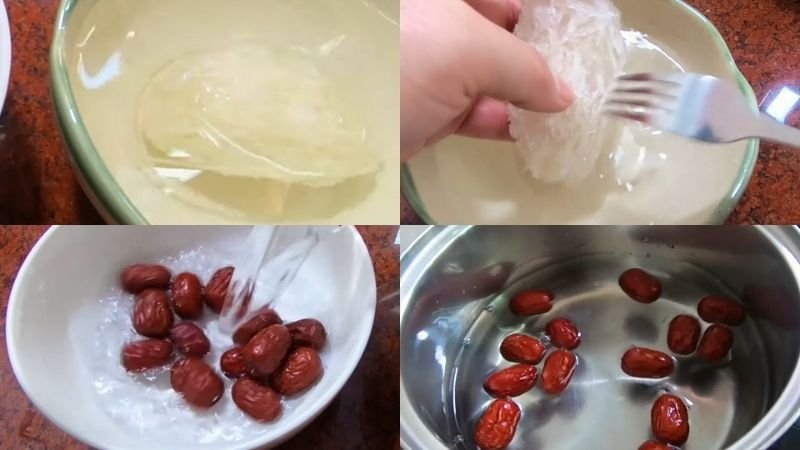 Sơ chế yến và táo đỏ Sơ chế yến và táo đỏ