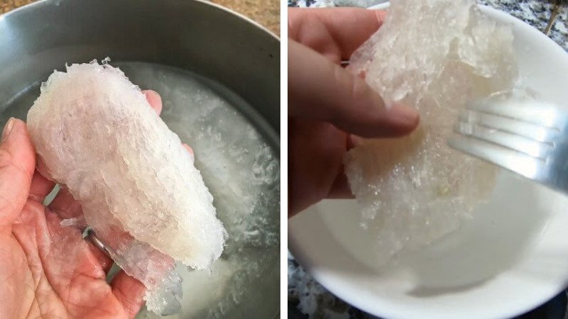 Ngâm yến trong nước khoảng 40 phút Ngâm yến trong nước khoảng 40 phút